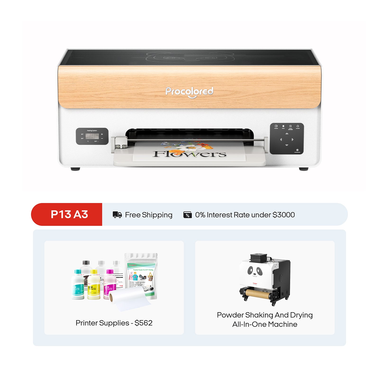 Procolored P13 DTF Printer 13" A3 XP600 & DTF Shaker Bundle