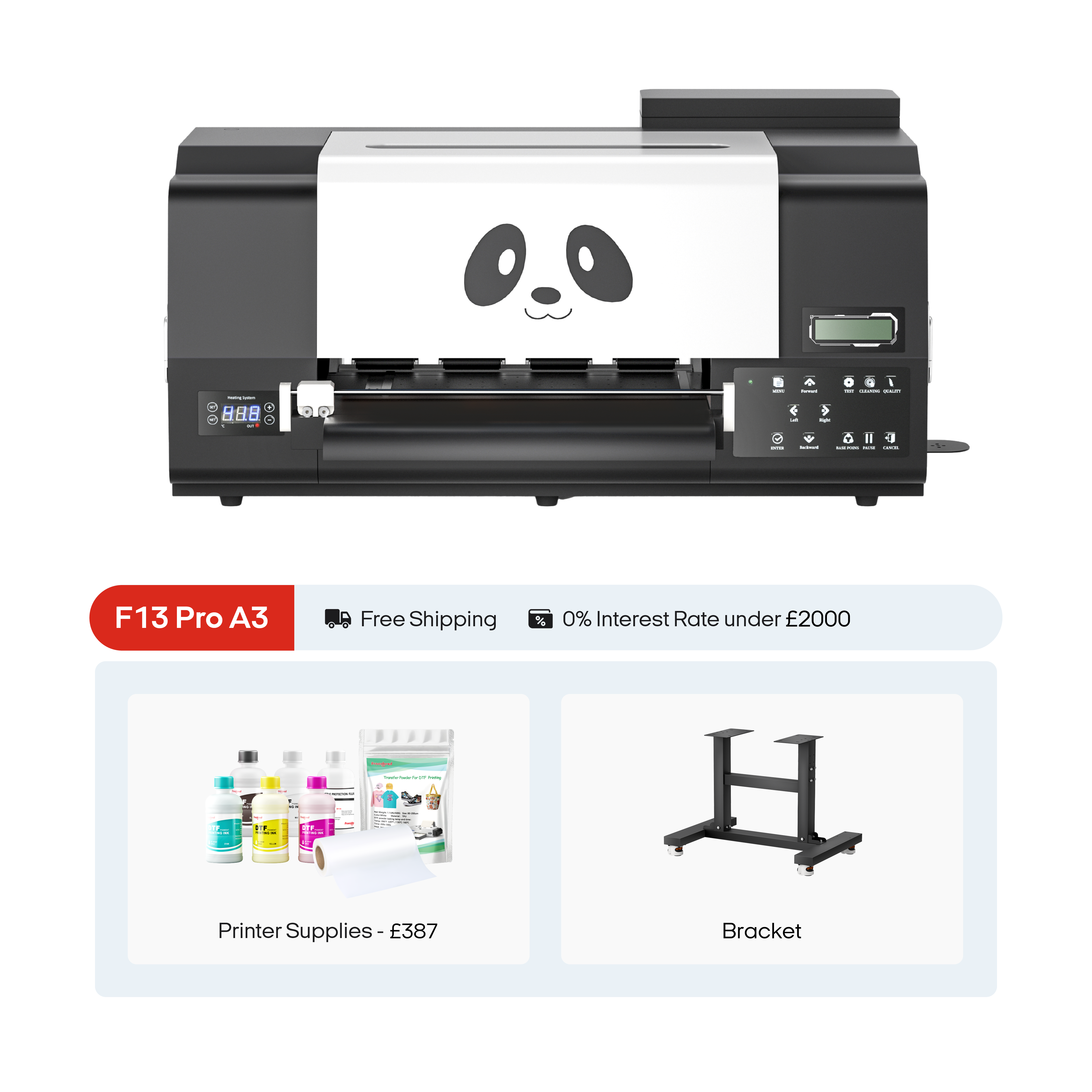 Procolored F13 Pro Panda DTF Printer 13" A3 Dual XP600 & Stand