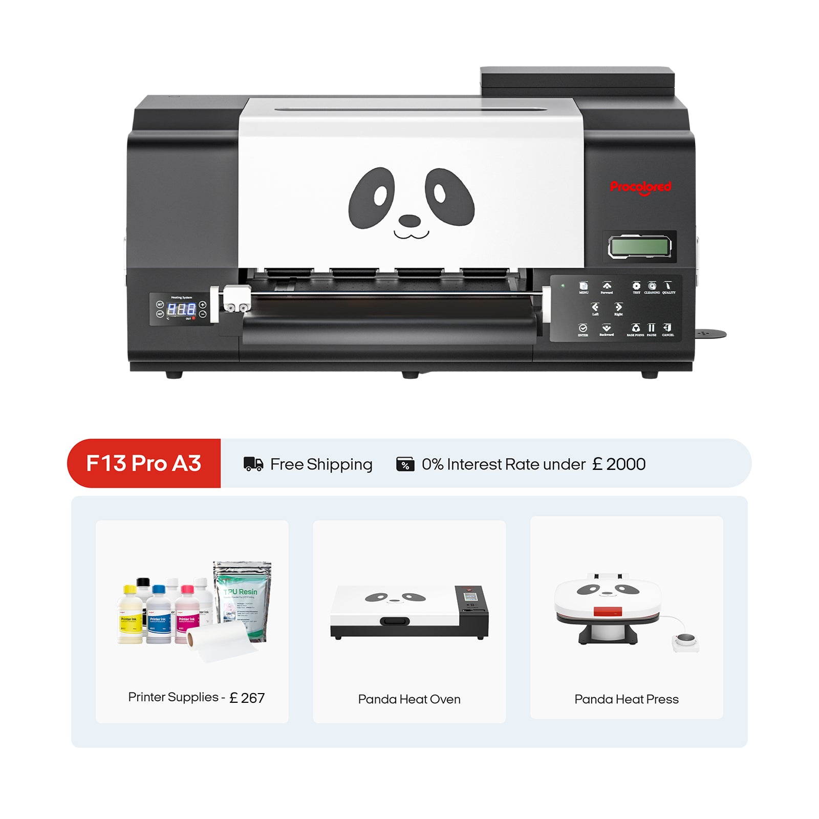 Impresora Procolored F13 Pro Panda DTF 13" A3 Doble XP600 y Paquete Completo