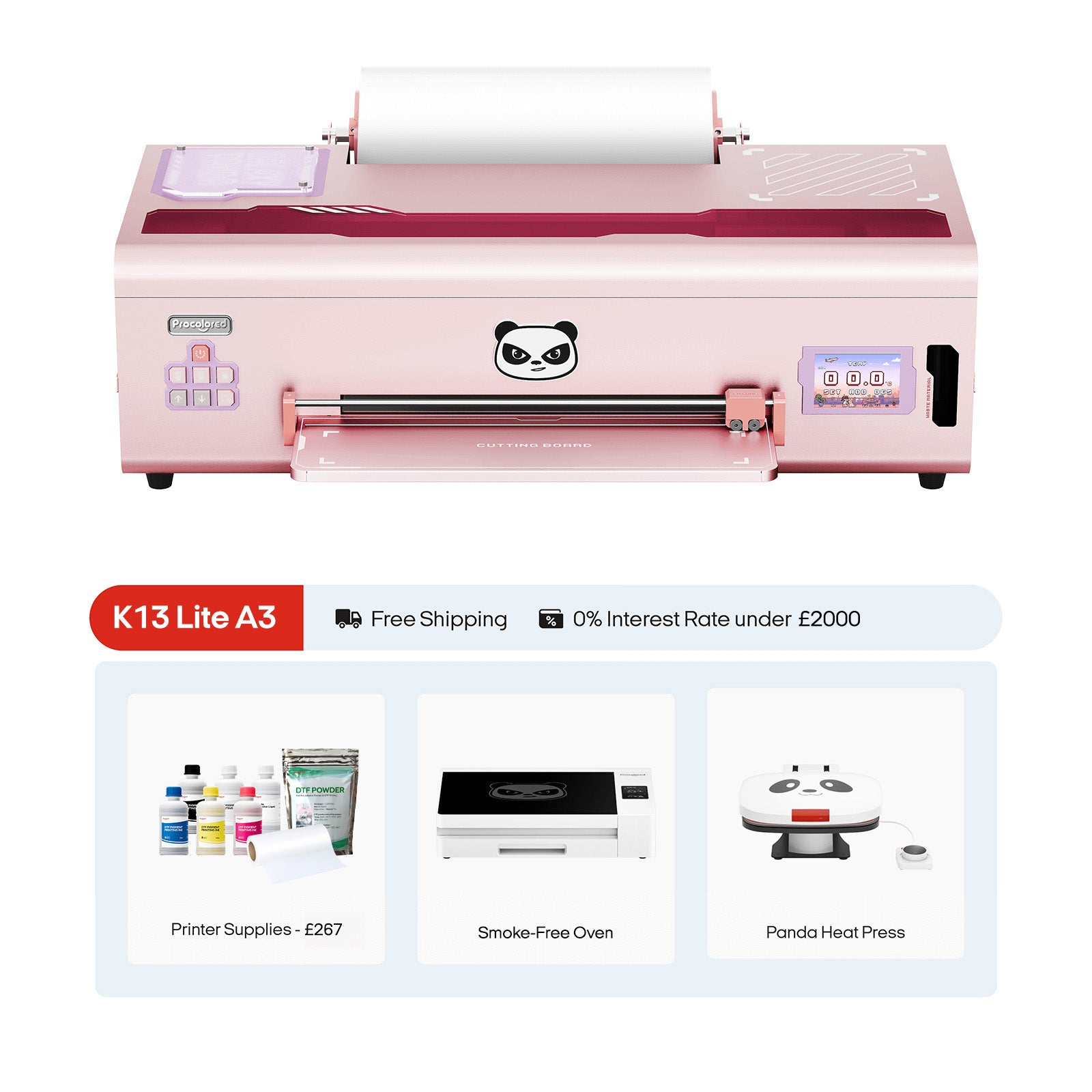 Procolored K13 Lite Impresora DTF 13" A3 y Paquete Completo Premium - Rosa