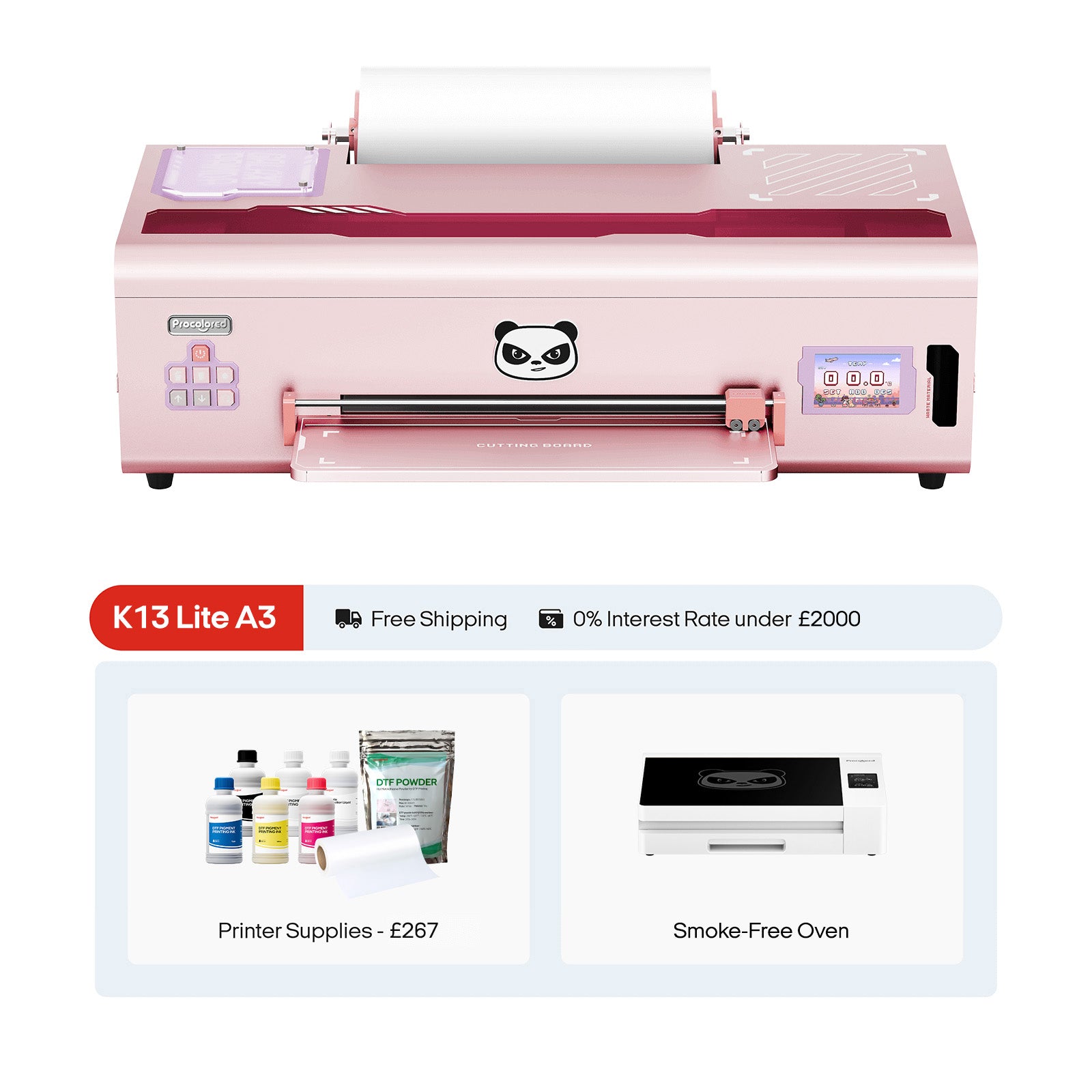 Procolored K13 Lite Impresora DTF 13" A3 y Horno Premium - Rosa