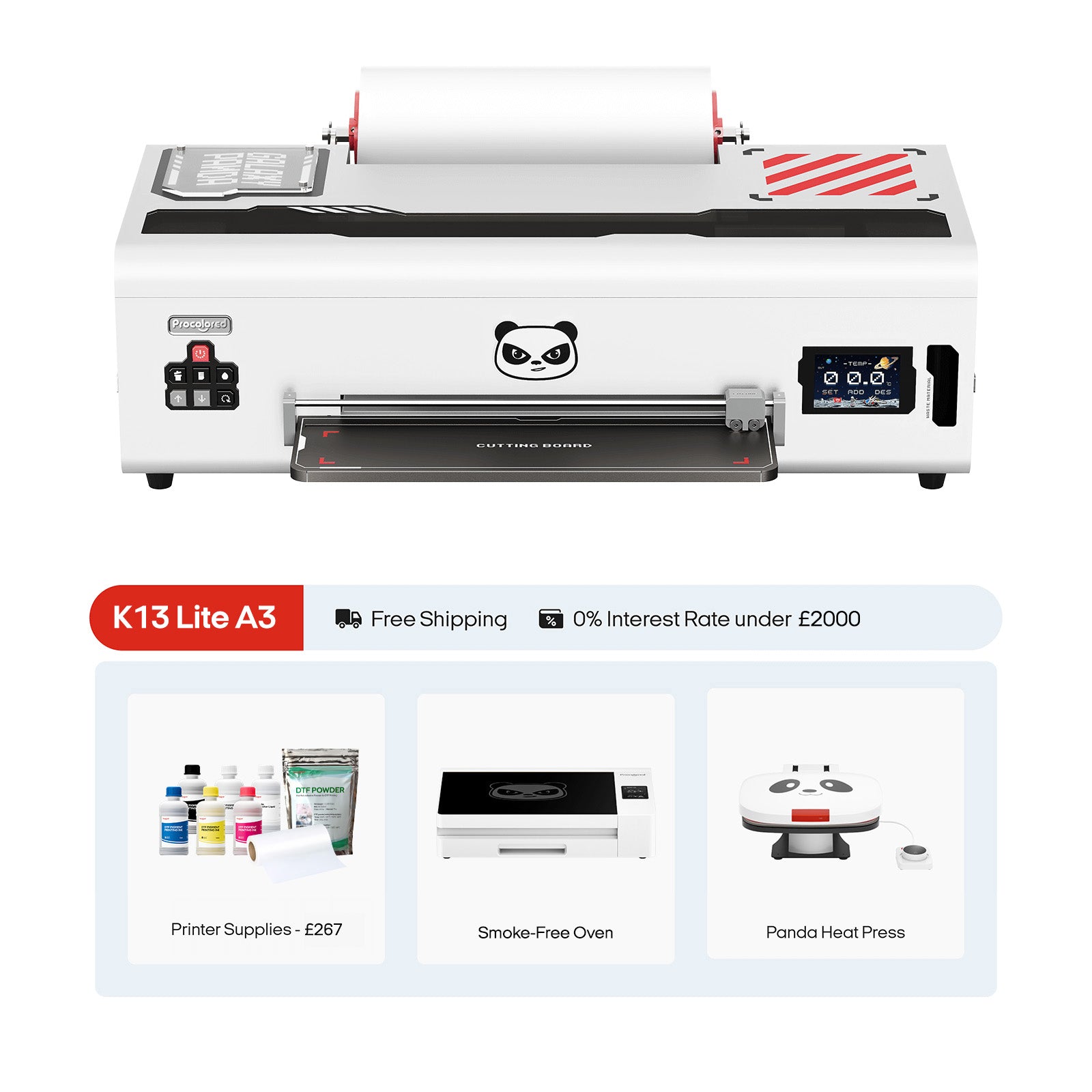 Procolored K13 Lite Impresora DTF 13" A3 y Paquete Completo Premium - Blanco