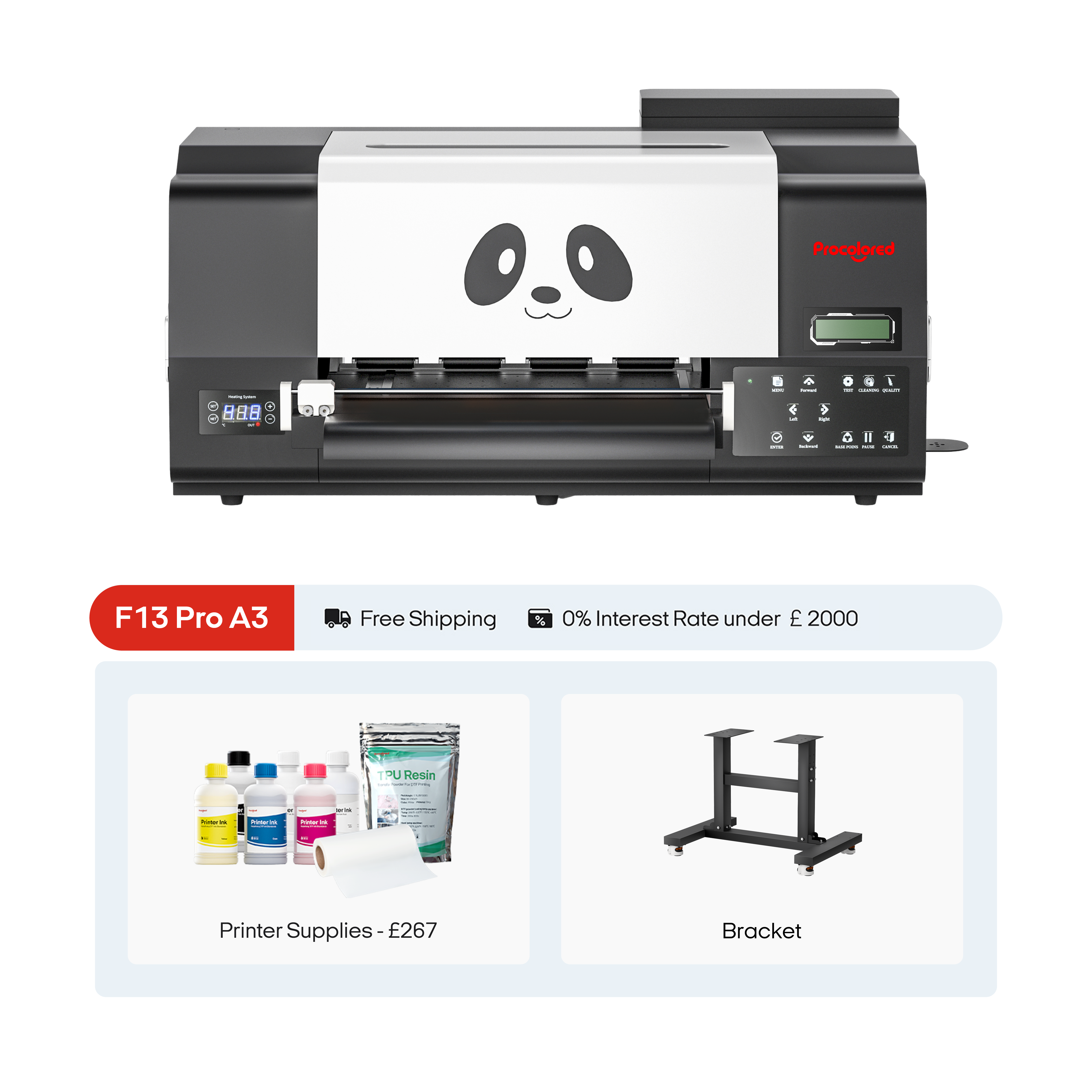 Procolored F13 Pro Panda DTF-Drucker 13" A3 Dual XP600 & Ständer