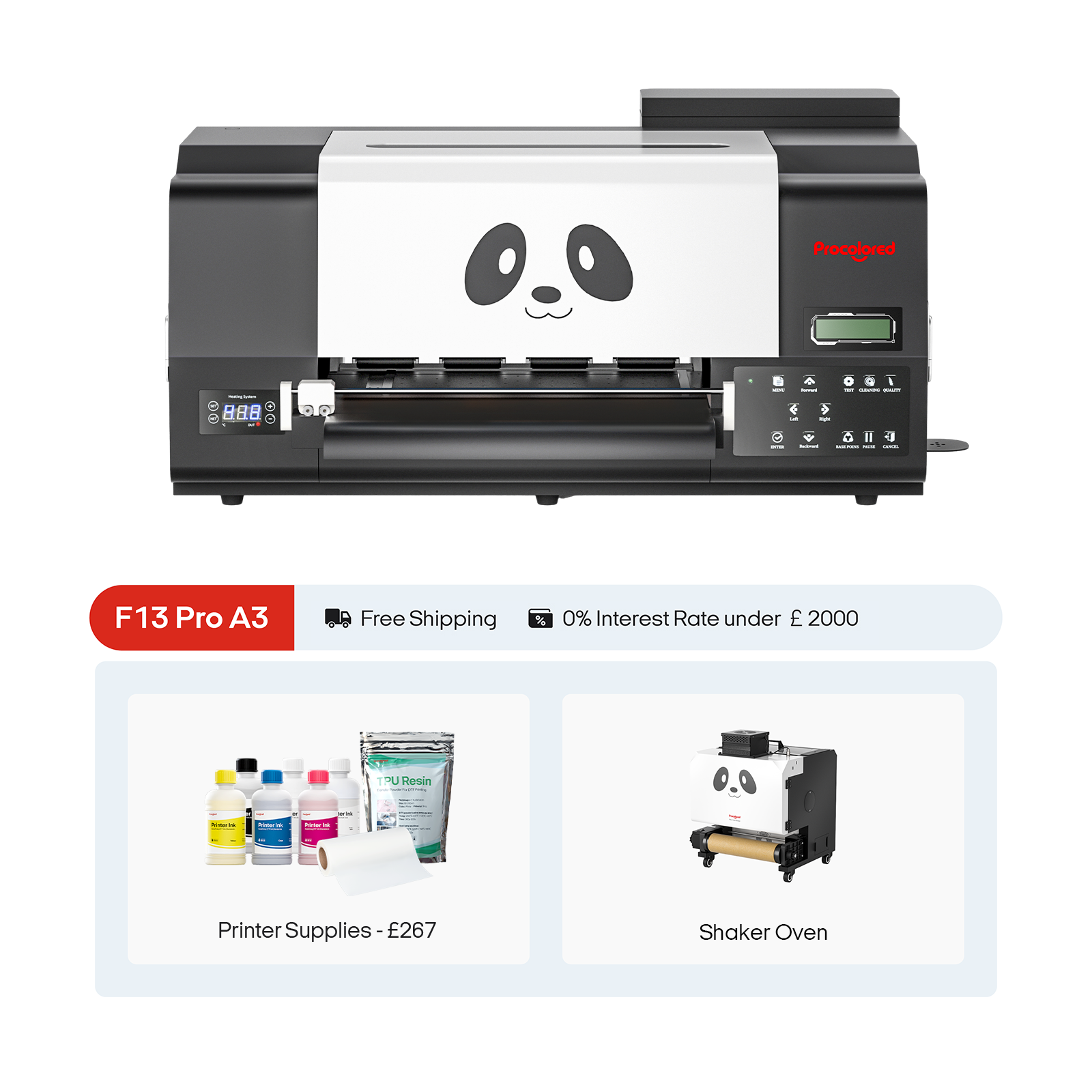 Impresora DTF Procolored F13 Pro Panda 13» A3 Dual XP600 & DTF Shaker Bundle