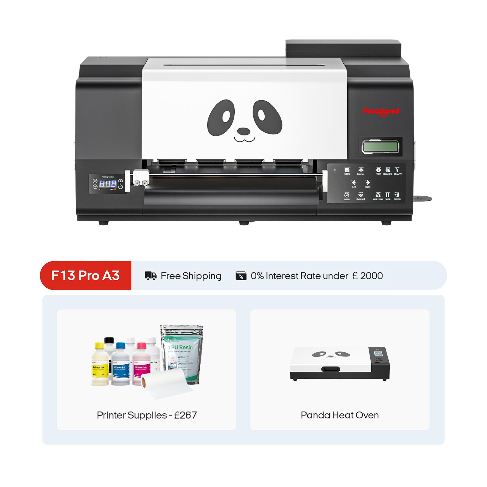 Procolored F13 Pro Panda DTF Impresora 13» A3 Dual XP600 & Horno