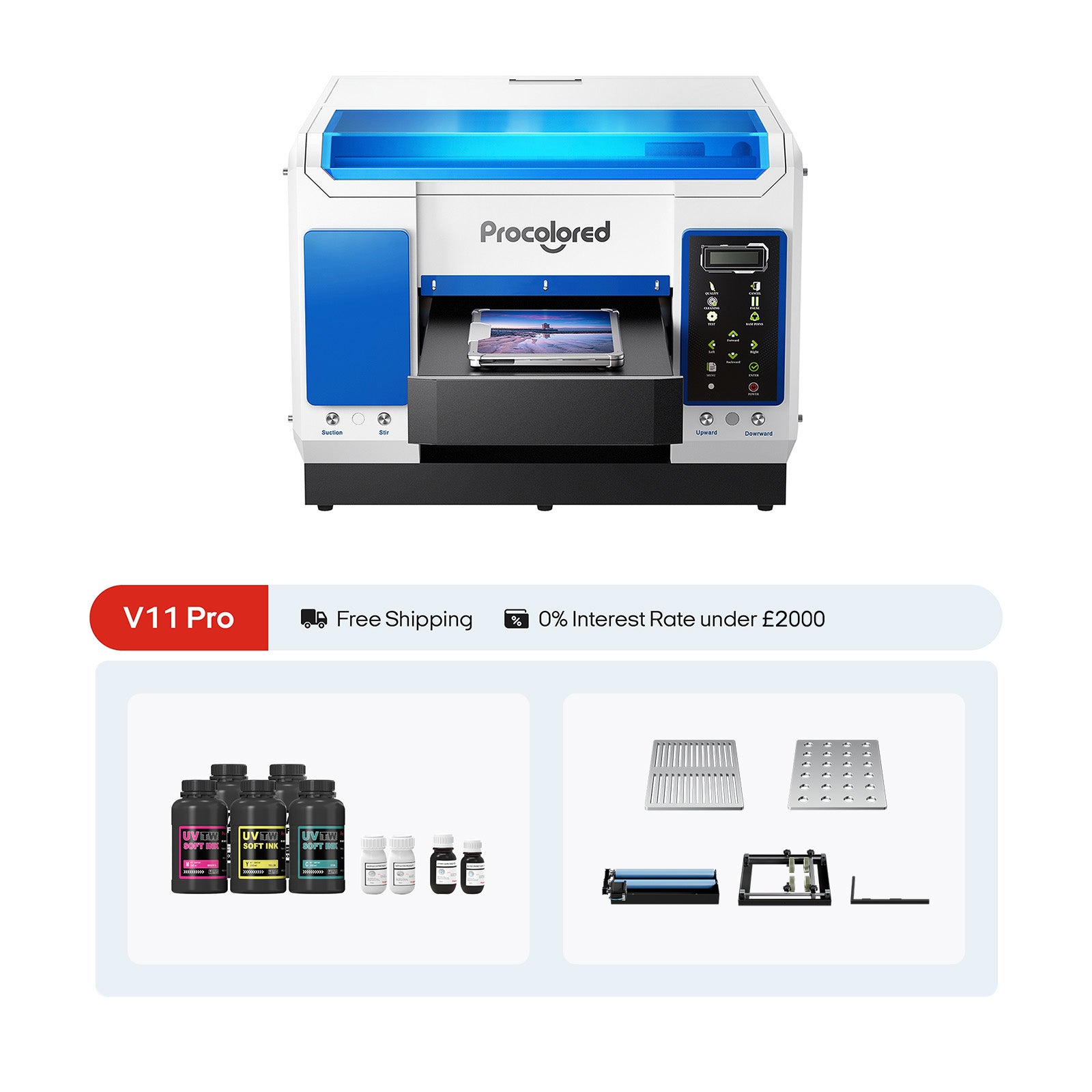 Procolored V11 Pro Imprimante UV 11,4" A3 Double TX800 & Gabarits