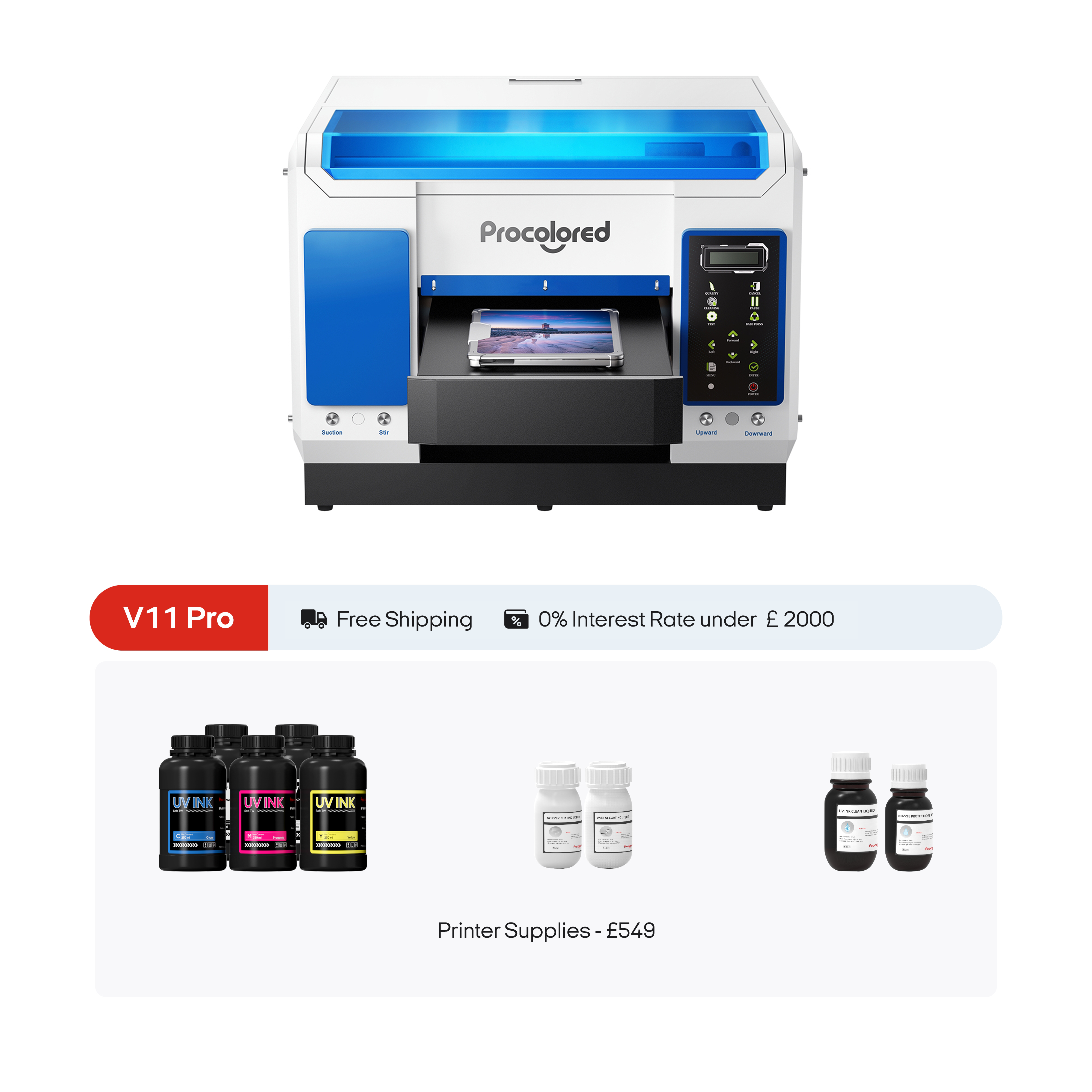 Procolored V11 Pro Stampante UV 11.4" A3 Dual TX800